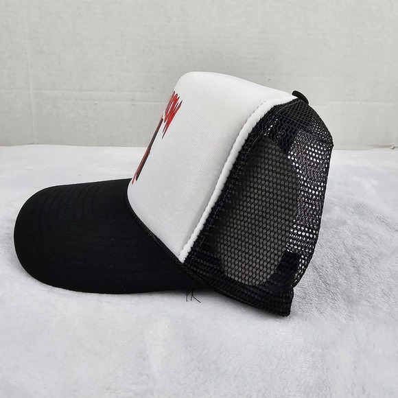 Deathrow Logo 90s Rap Label Two Tone Black/ White Mesh Trucker Snapback Hat New - Picture 2 of 5